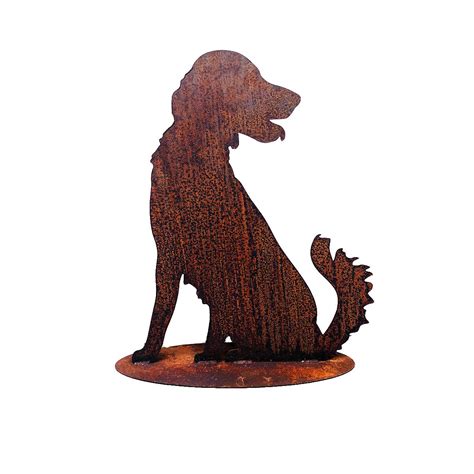 Rostfigur Jagdhund Hund H Cm Auf Platte Rost Design Dekofigur F