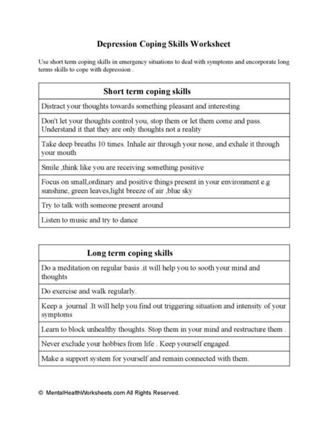 Coping Skills Assessment Worksheet Mental Health Worksheets Hot Sex Picture