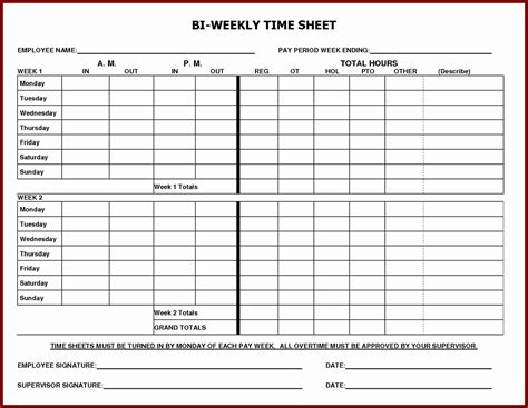 50 Clock In And Out Timesheet