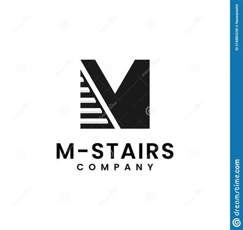 Abstract Initial Letter M Logo Design Combined With Stair Shape Concept