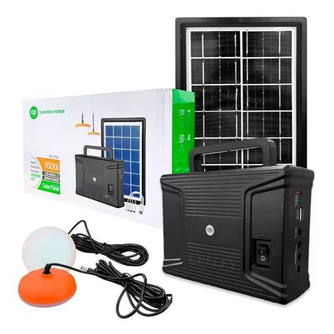 Kit Bateria Portatil Painel Solar Multi Funcional 2 Lampadas Lanterna