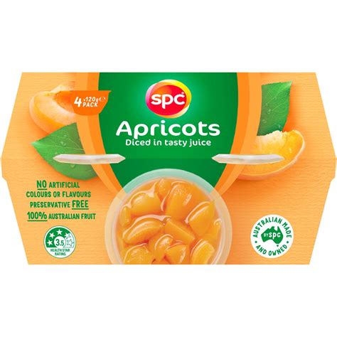 Spc Diced Apricots In Juice Fruit Cups 4 X 120g Woolworths