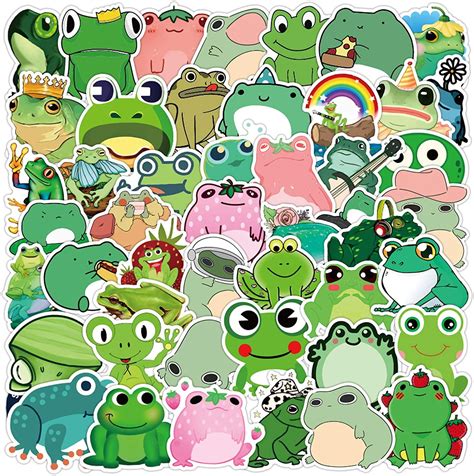 Frog Stickers 50 Pcs Vinyl Waterproof Stickers For Laptopskateboard