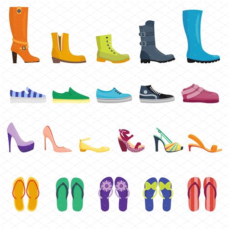 Different Shoes Vector Set Shoes Vector Rocket Art Casual Accessories