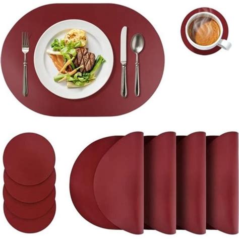 Lot De Sets De Table En Cuir Pu Set De Table Lavable Imperm Ables