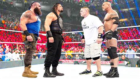 Roman Reigns & Braun Strowman vs Goldberg & John Cena - YouTube