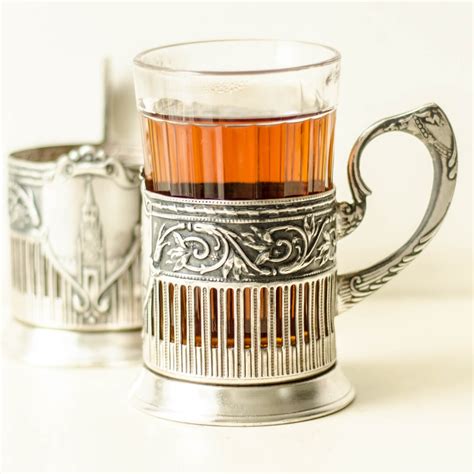 Podstakannik Moscow Glass And Metal Cup Holder Soviet Vintage Tea