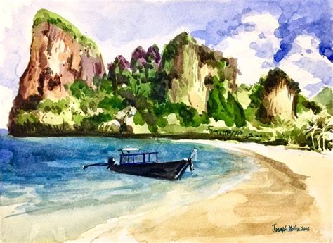 Krabi Beach Thailand Thai Wall Art Watercolor Art Print