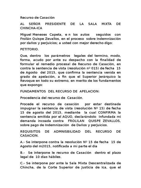 Recurso De Casación Ley Procesal Sentencia Ley