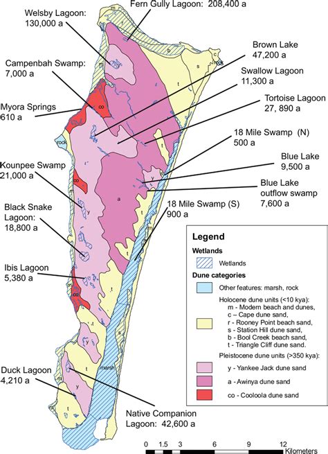 Locations of North Stradbroke Island study sites superimposed on a map... | Download Scientific ...