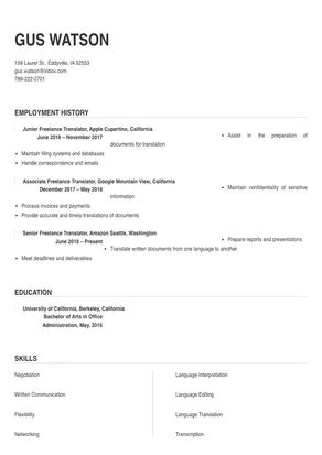 Freelance Translator Resume Sample Tips Online Resume Builder