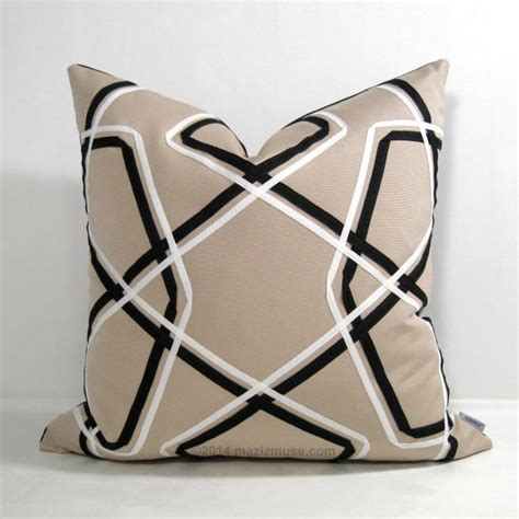 Modern Outdoor Pillow Cover Black White Geometric By Mazizmuse