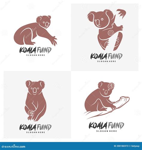 Set Of Koala Logo Design Vector Illustration Design Koala Logo