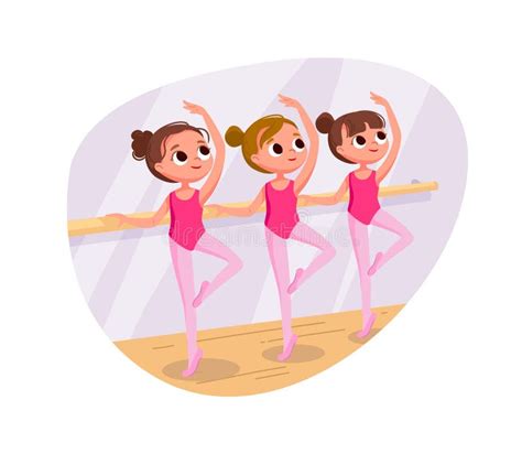 Girls Dancing Ballerinas Staying In A Class Ballet Classes Stock
