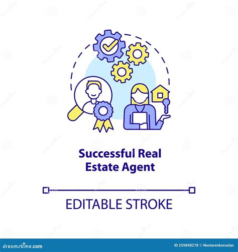 Successful Real Estate Agent Concept Icon Stock Vector - Illustration