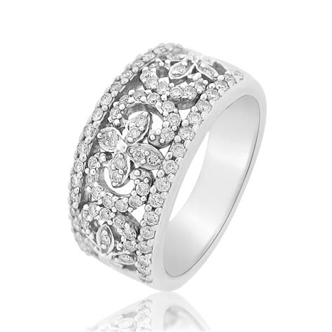 1ct 74pcs Round Diamond Ladies Wedding Anniversary Wide Band Ring 14k