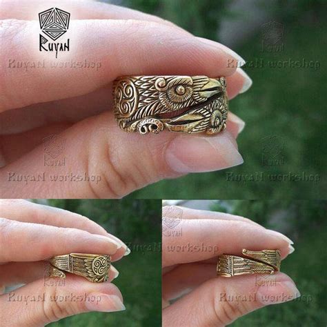 Viking Ravens Ring Huginn And Muninn Ring Viking Wedding Ring Raven