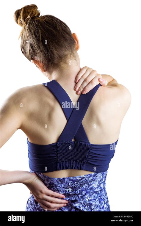 Fit Brunette With Neck Injury Stock Photo Alamy