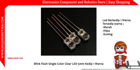 Blink Flash Single Color Clear LED 5mm Kedip 1 Warna Kuning Toko