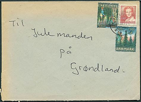 2 80 kr Margrethe og Julemærke 1986 på brev med svagt stempel fra