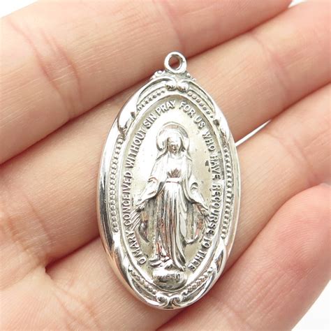 925 Sterling Silver Vintage Hayward St Mary Miraculous Medal Religious