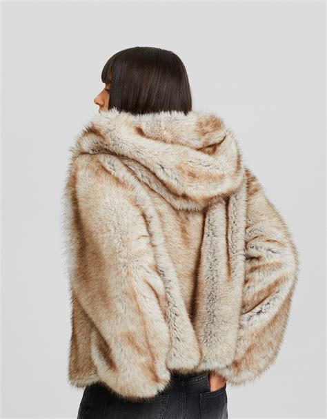 Hooded Faux Fur Coat Women Bershka