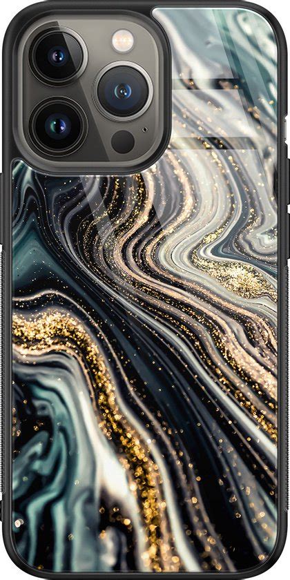 IPhone 13 Pro Max Hoesje Glass Marmer Swirl Geschikt Voor Apple