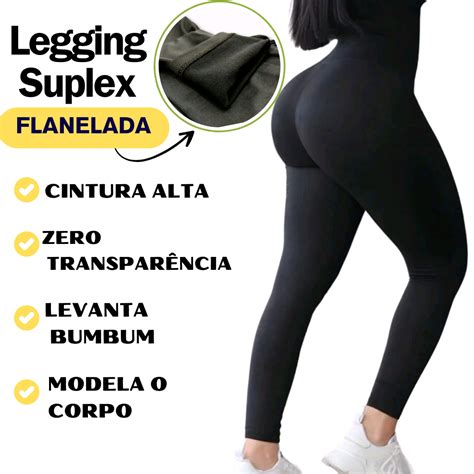 Legging Flanelada Grossa Calça Leg Peluciada Forrada Por Dentro Costura