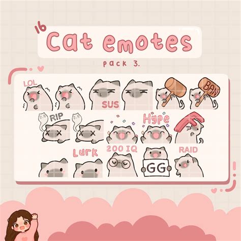 Cat Emotes Twitch Discord Premade Ready To Use Etsy