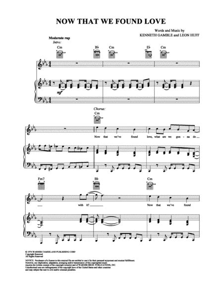 Now That We Found Love Piano Vocal Guitar Digital Sheet Music