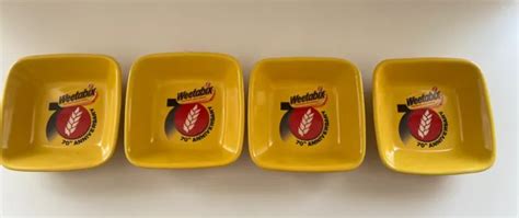 Retro Weetabix 70th Anniversary Cereal Breakfast Bowls Square Yellow