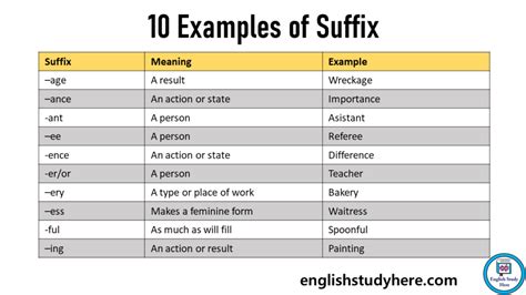 10 Examples Of Suffix Meaning And Suffixes Examples English Study Here