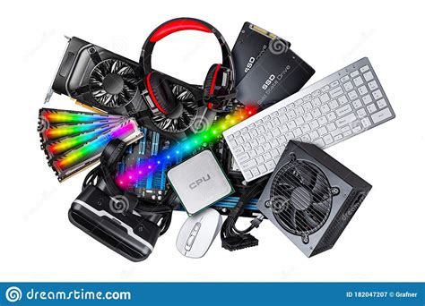 Pc Computer Hardware Components Electronics Collage. Cpu Micro ...