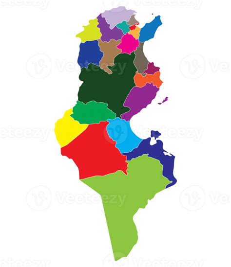 Tunisia Map Map Of Tunisia In Administrative Provinces In Multicolor