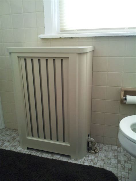 Louver Style Metal Radiator Cover In Bathroom With Space Saving Custom