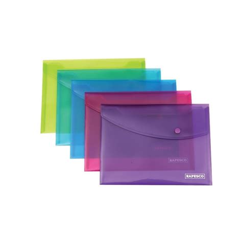 20 x RAPESCO A5 POPPER WALLETS PLASTIC DOCUMENT WALLETS ENVELOPE LANSCAPE