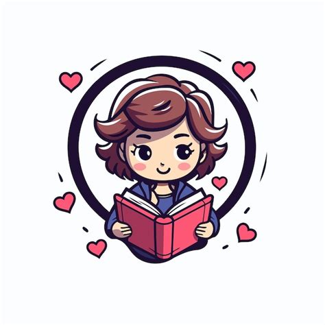 Chica Linda Leyendo Un Libro Ilustraci N Vectorial Al Estilo De Dibujos