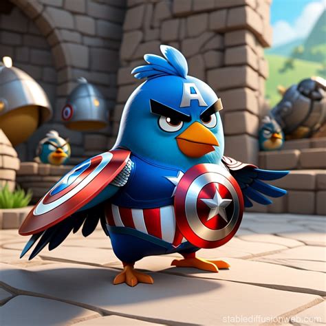 Angry Birds' Character in Captain America's Armor | Stable Diffusion Online