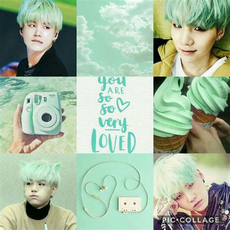 Bts Aesthetics Mint With Suga Bts Bangtan Boy Bts Suga Photo Collage Aesthetic Wallpapers