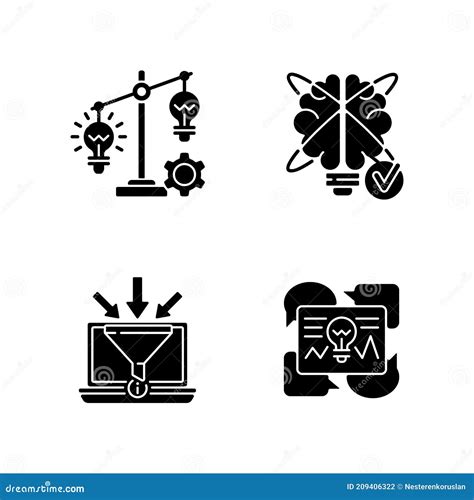 Creative Thinking Black Glyph Icons Set On White Space Stock Vector Illustration Of