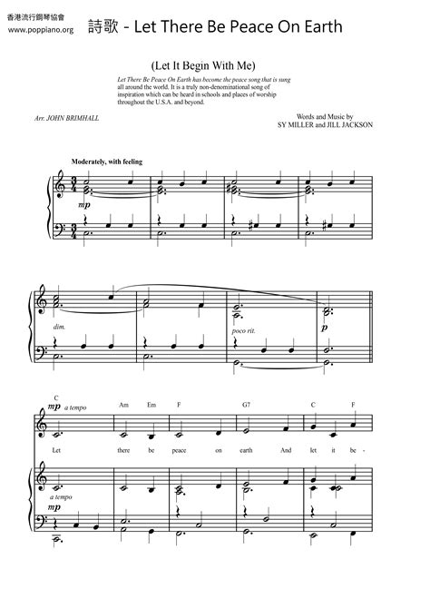 Hymn Let There Be Peace On Earth Sheet Music Pdf Free Score Download ★