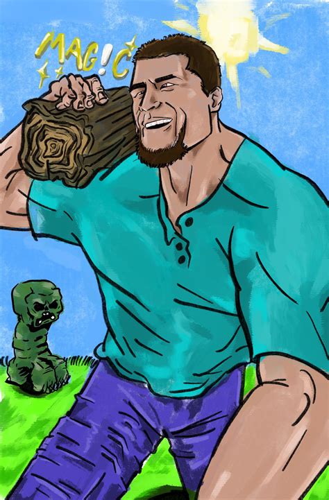 Giga Chad Steve Original Artwork Rminecraft