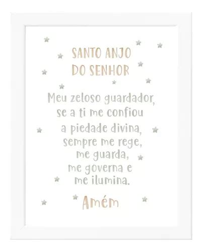 Oracao Santo Anjo Do Senhor Quadro Decorativo Moldura A3