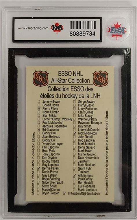 Wayne Gretzky Ksa Gem Mint Esso Hockey Card All Nations