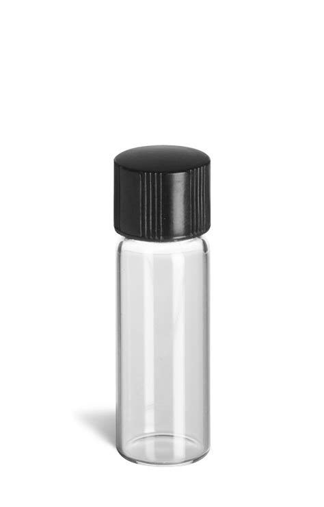 Clear Glass Vial With Black Cap 1 2 Dram Specialty Bottle