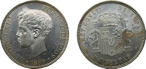 1899 18 99 SGV Madrid Mi Spain Kingdom 1899 18 99 SGV 5 Pesetas