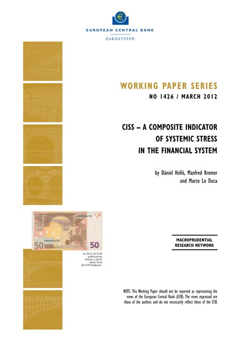 Pdf Ciss A Composite Indicator Of Systemic Stress In The Financial System