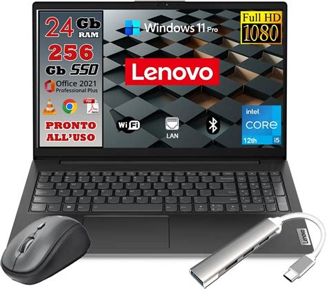 Lenovo NUOVO Notebook Professional Con 24GB Di RAM Monitor 15 6 Full