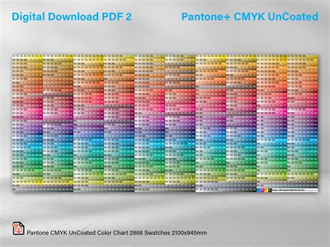 Pantone CMYK Coated and Uncoated Color Swatches Charts 2100x945mm Size Each Swatch Has Pantone ...