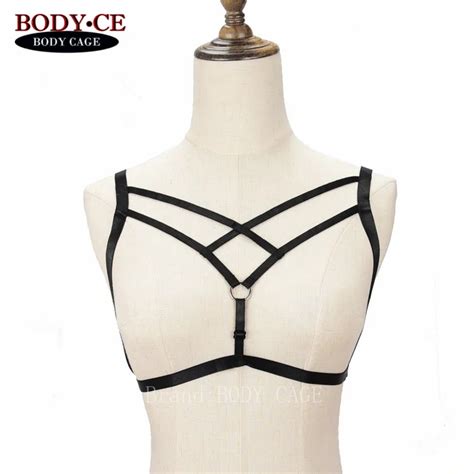 Womens Bodycage Bra Harness Belt Black Tops Bondage Bustie Lingerie